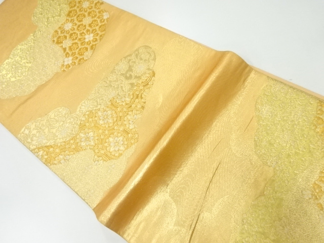 アンティーク　雲取りに花模様織り出し袋帯（材料）